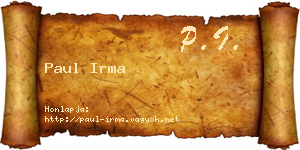 Paul Irma névjegykártya